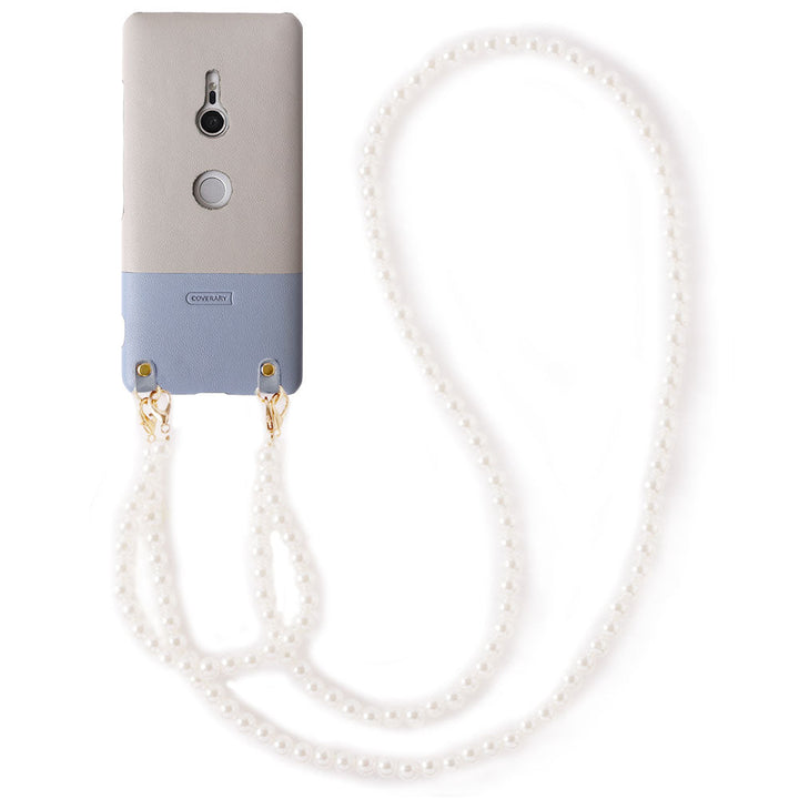 Étui arrière bicolore en cuir végan avec bandoulière perle pour la série Galaxy