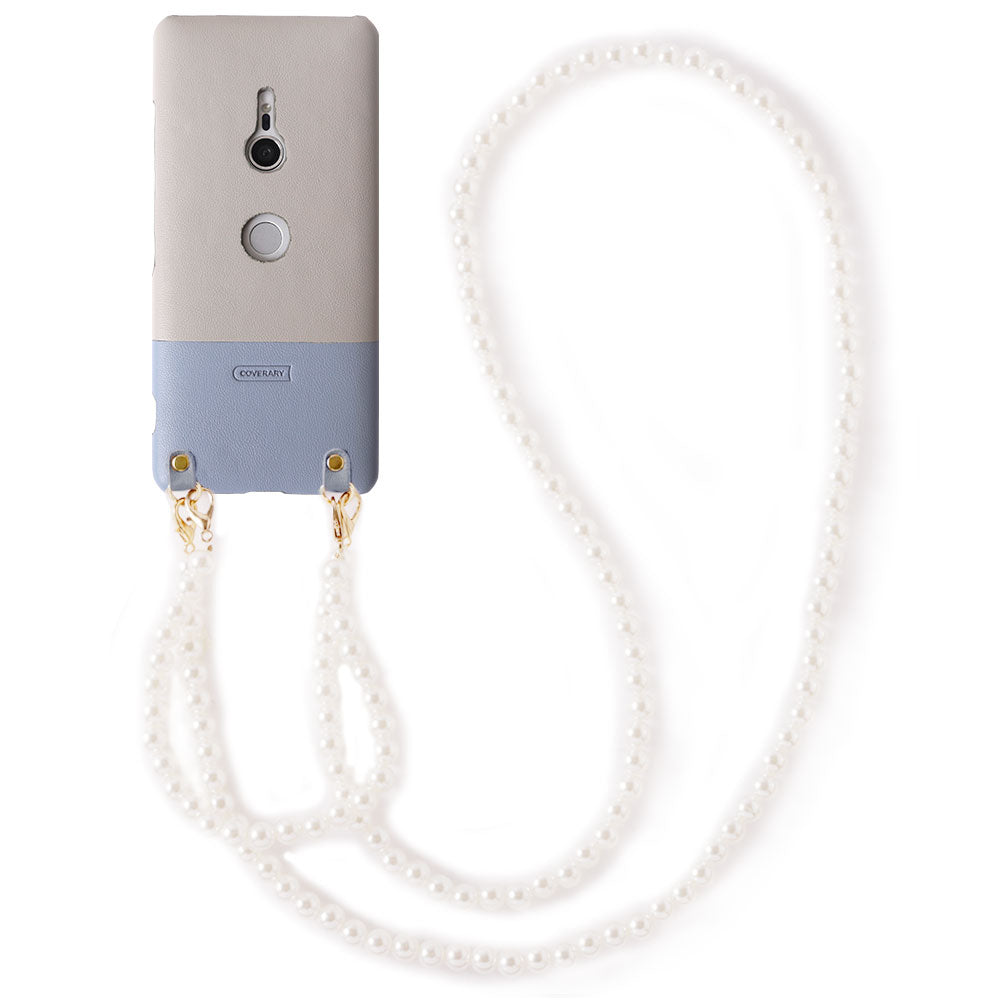 Vegan leather bicolor with pearl shoulder strap back case for Google Pixel series