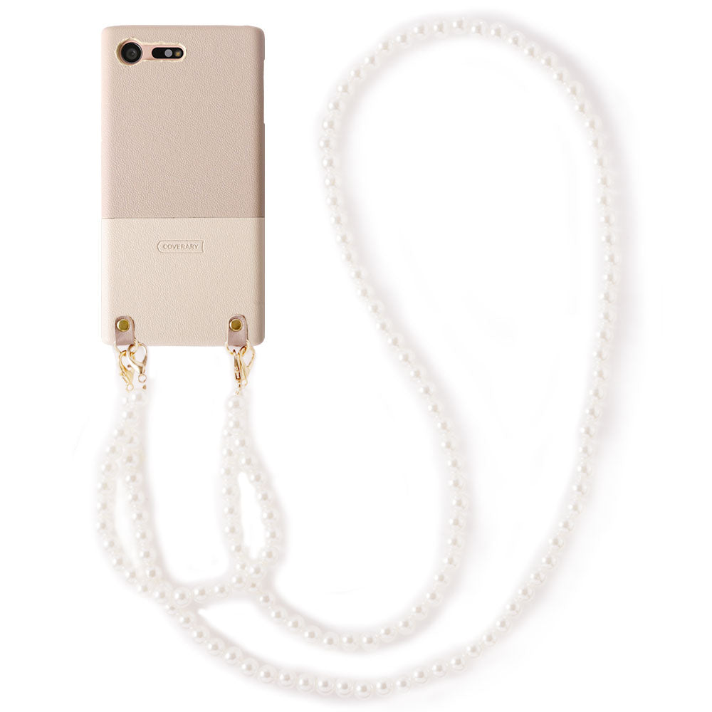 Vegan leather bicolor with pearl shoulder strap back case for Google Pixel series