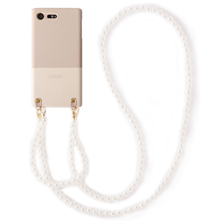 Vegan leather bicolor with pearl shoulder strap back case for Google Pixel series