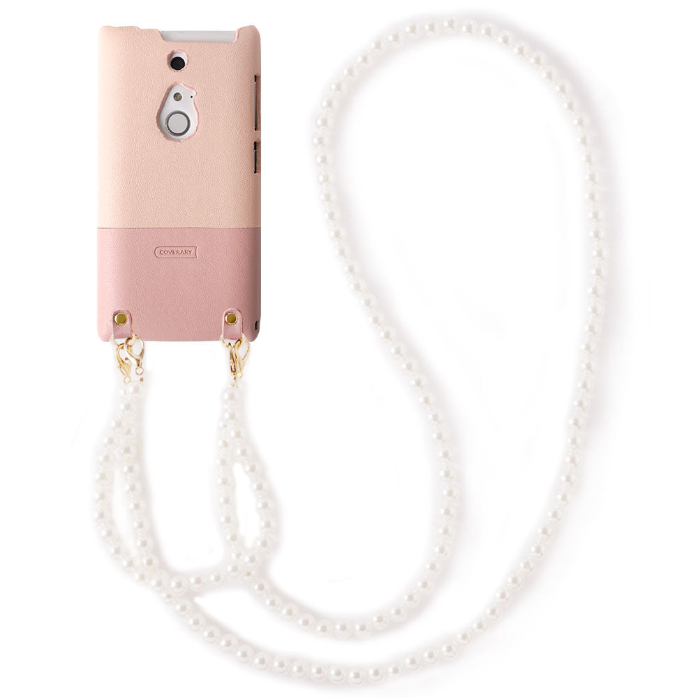 Vegan leather bicolor with pearl shoulder strap back case for Google Pixel series