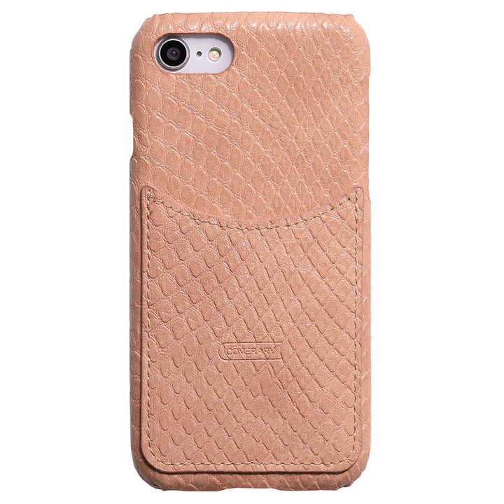 Étui arrière pastel à poche souriante effet cuir python