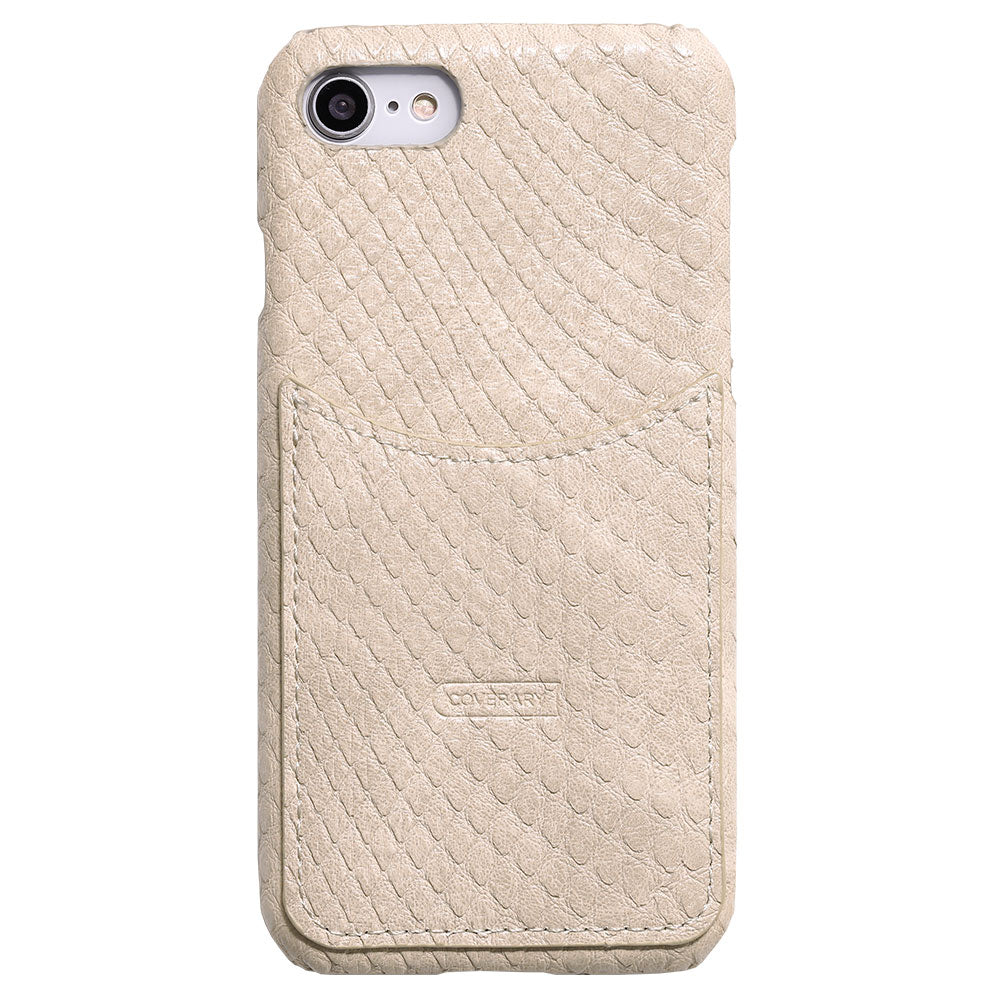 Étui arrière pastel à poche souriante effet cuir python