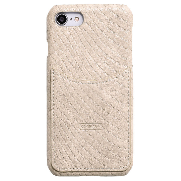 Étui arrière pastel à poche souriante effet cuir python