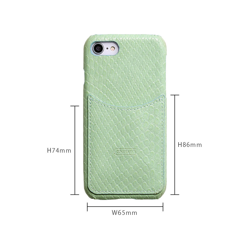 Étui arrière pastel à poche souriante effet cuir python