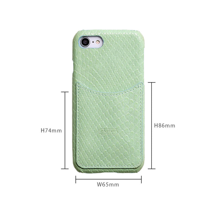 Étui arrière pastel à poche souriante effet cuir python