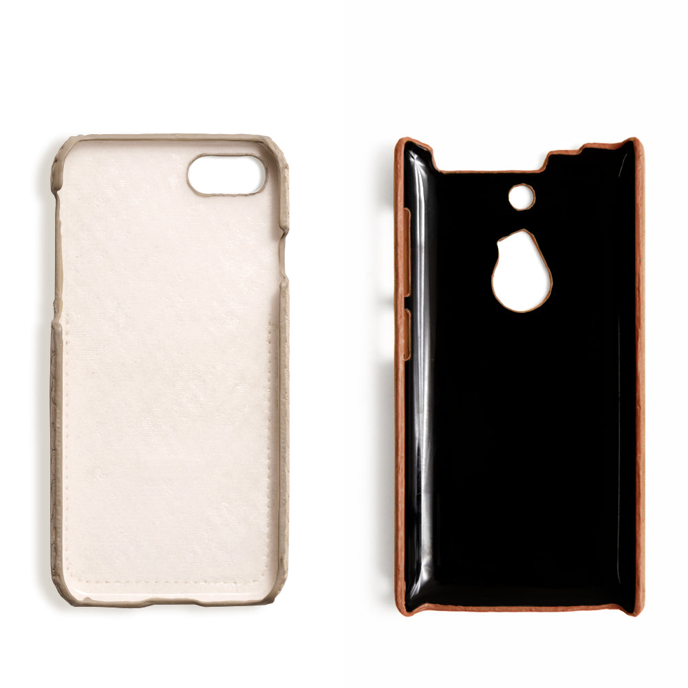 Étui arrière pastel à poche souriante effet cuir python