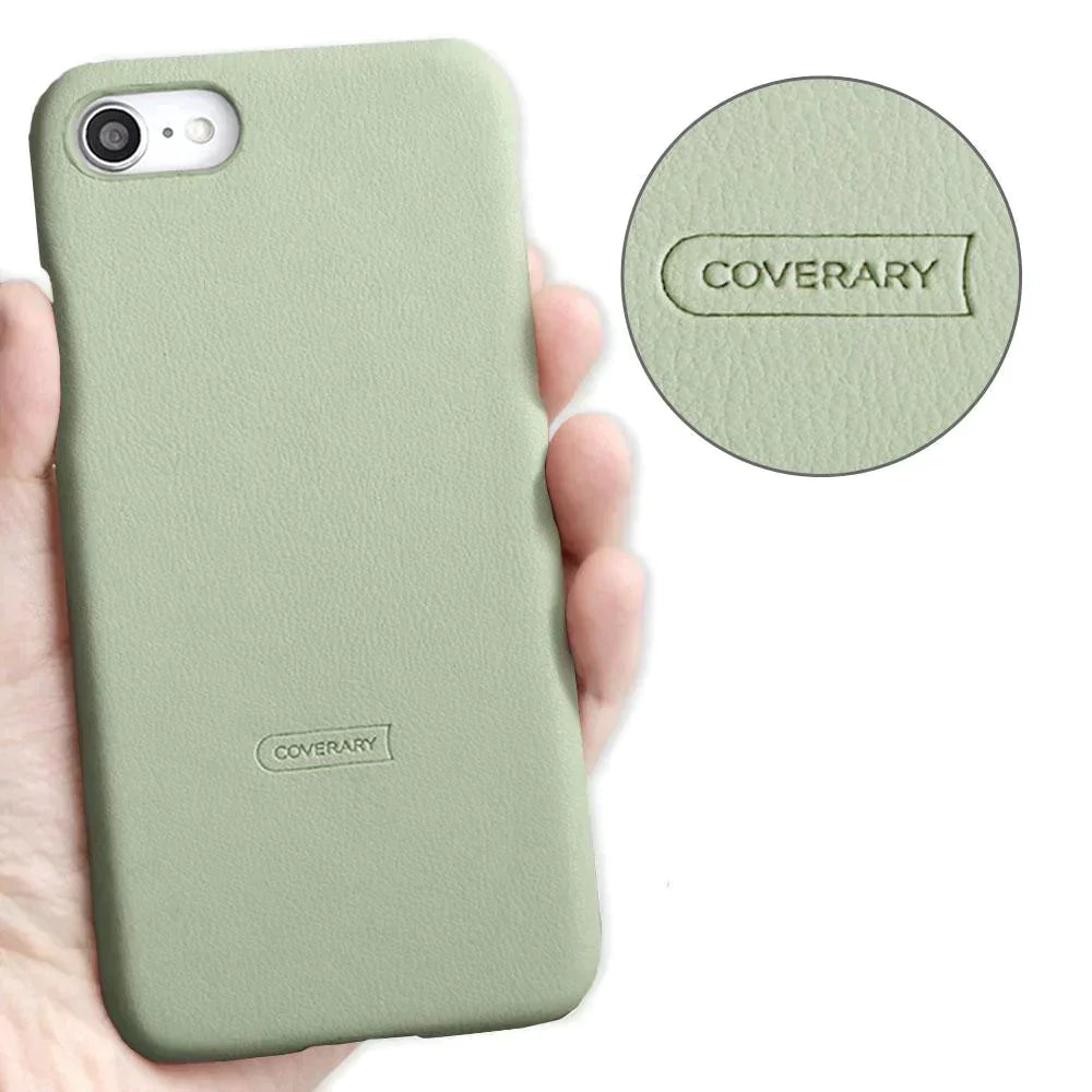 ヴィーガンレザー くすみパステル パールフィンガーストラップ イニシャルデコ 背面ケース Xperiaシリーズ