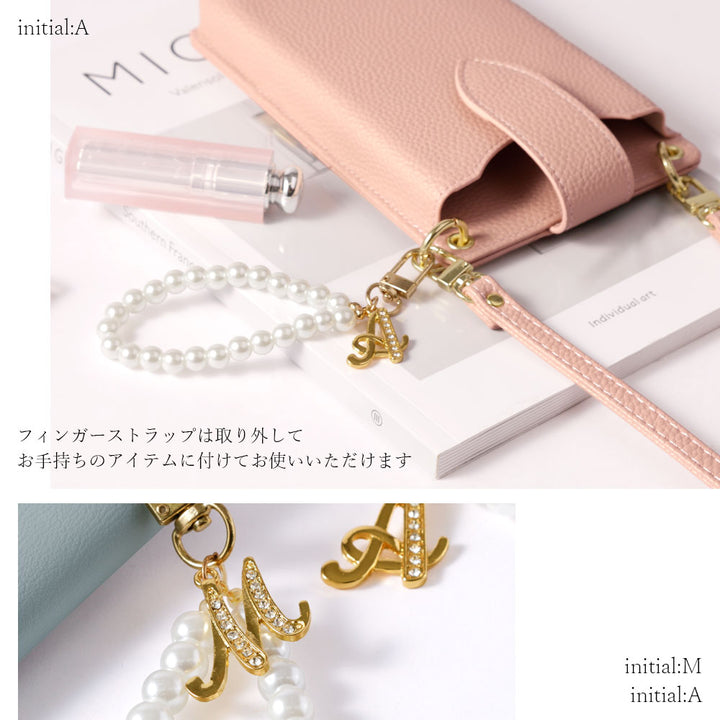 Cuir végan pastel terne sangle perle pour doigt décoration initiale coque arrière