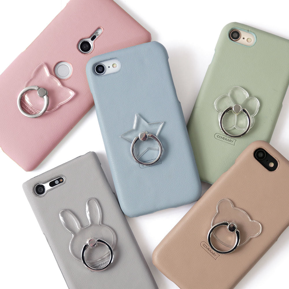 Cuir végan pastel terne anneau de téléphone coque arrière série Galaxy