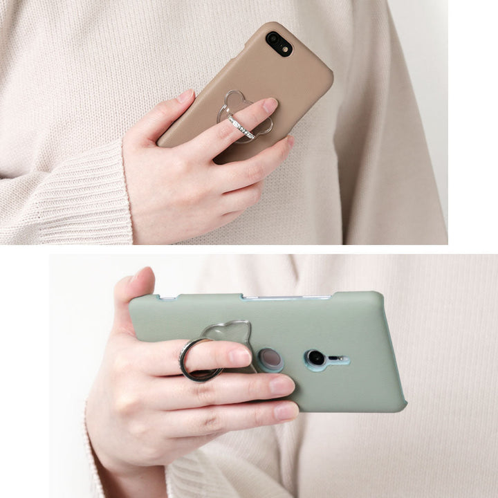 Vegan leather muted pastel smartphone ring back case Xperia series