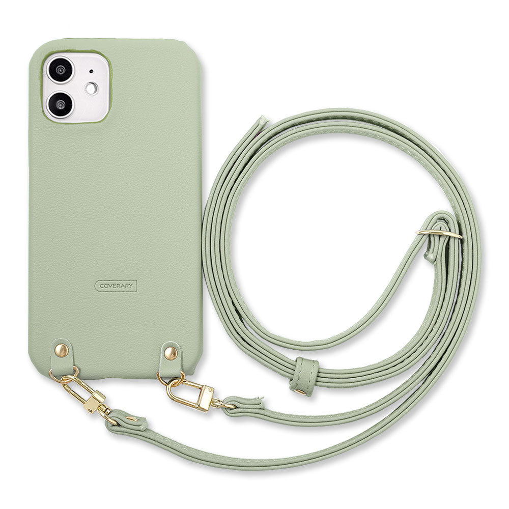 Vegan leather muted pastel shoulder strap attached back case