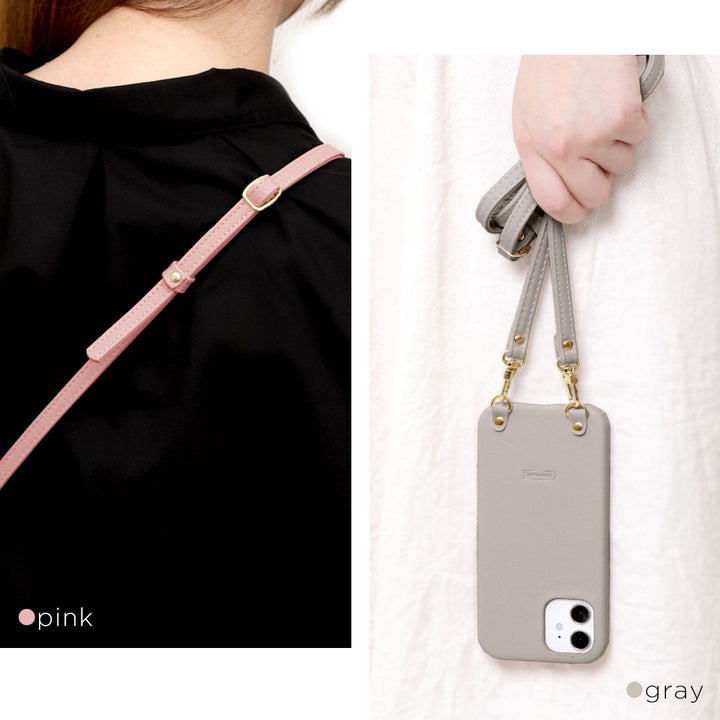 Vegan leather muted pastel shoulder strap attached back case