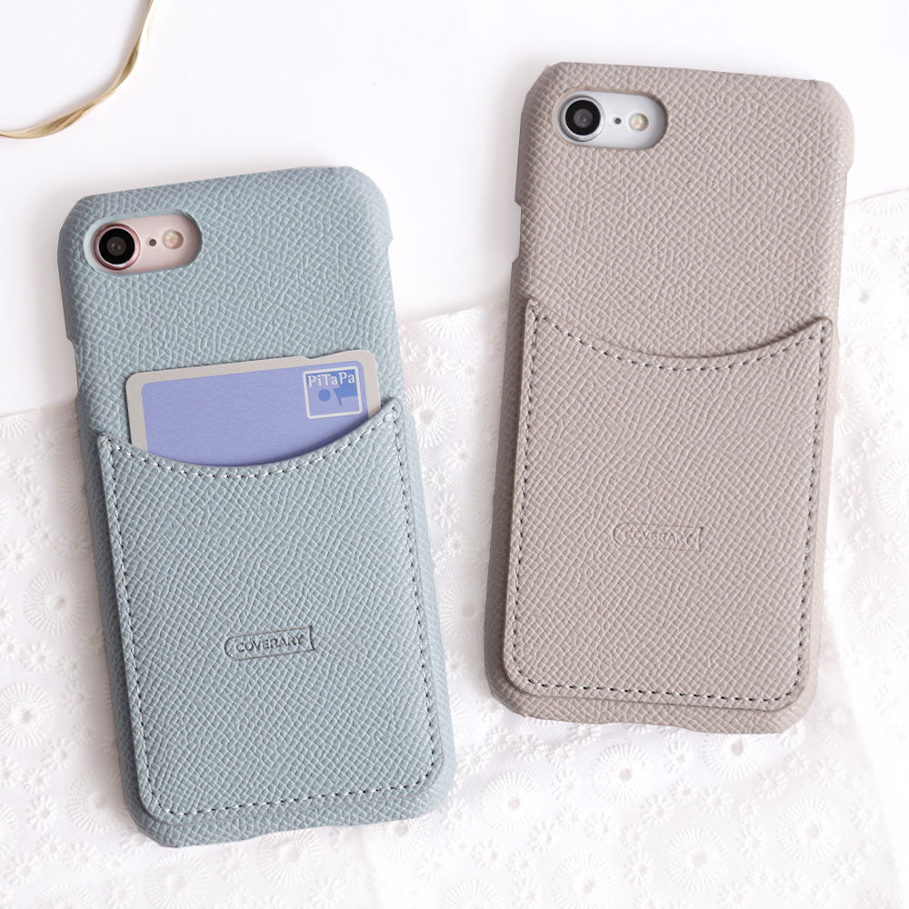 ヴィーガンレザー ベーシック スマイリーポケット 背面ケース iPhoneシリーズ