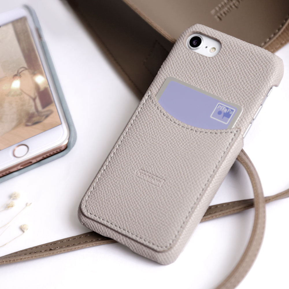 ヴィーガンレザー ベーシック スマイリーポケット 背面ケース iPhoneシリーズ