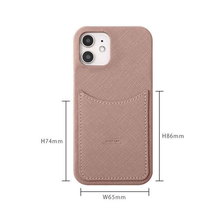 Vegan leather Saffiano leather-style smiley pocket back case AQUOS series