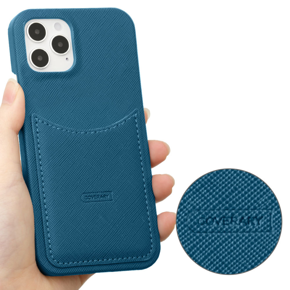 Vegan leather Saffiano leather-style smiley pocket back case AQUOS series