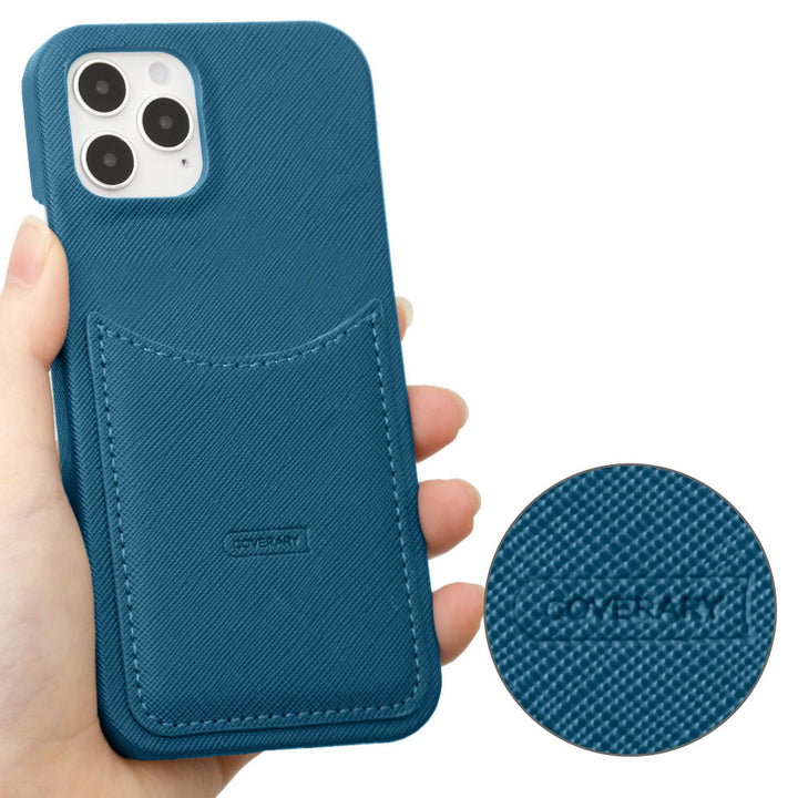 Vegan leather Saffiano leather-style smiley pocket back case AQUOS series