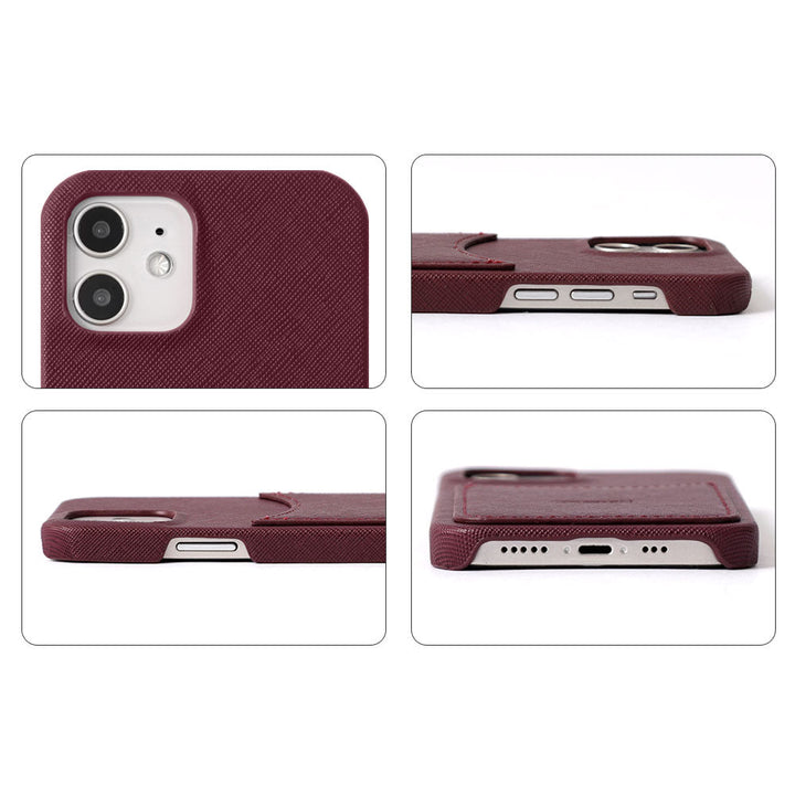 Vegan leather Saffiano leather-style smiley pocket back case AQUOS series