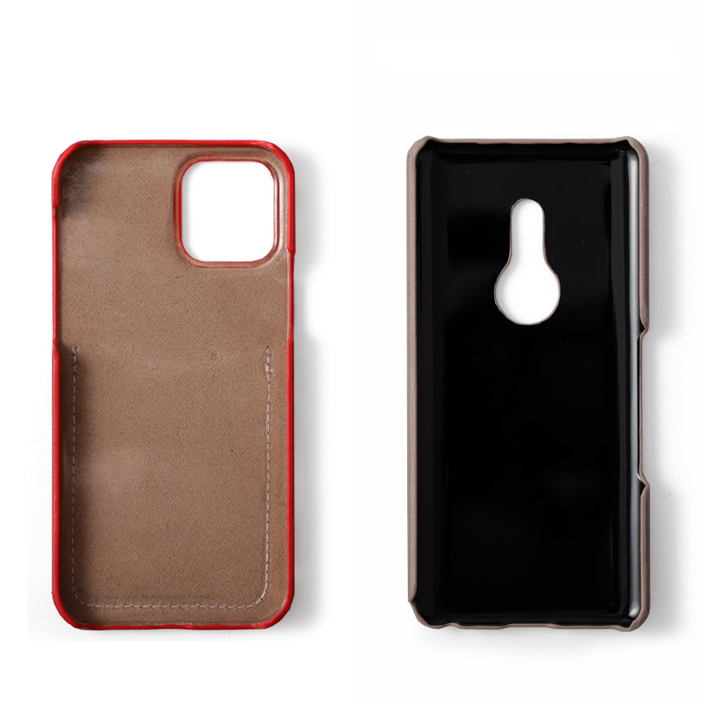 Vegan leather Saffiano leather-style smiley pocket back case AQUOS series