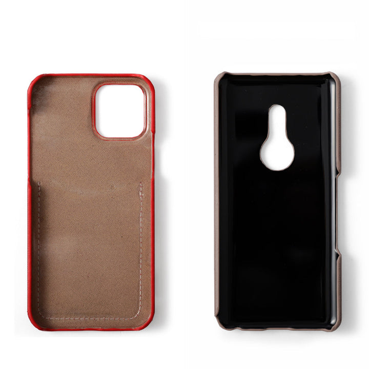 Vegan leather Saffiano leather-style smiley pocket back case AQUOS series