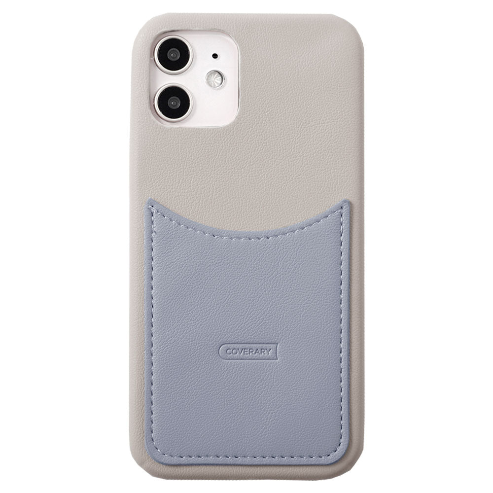 Vegan leather bicolor smiley pocket back case AQUOS series