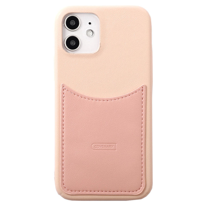 Vegan leather bicolor smiley pocket back case AQUOS series