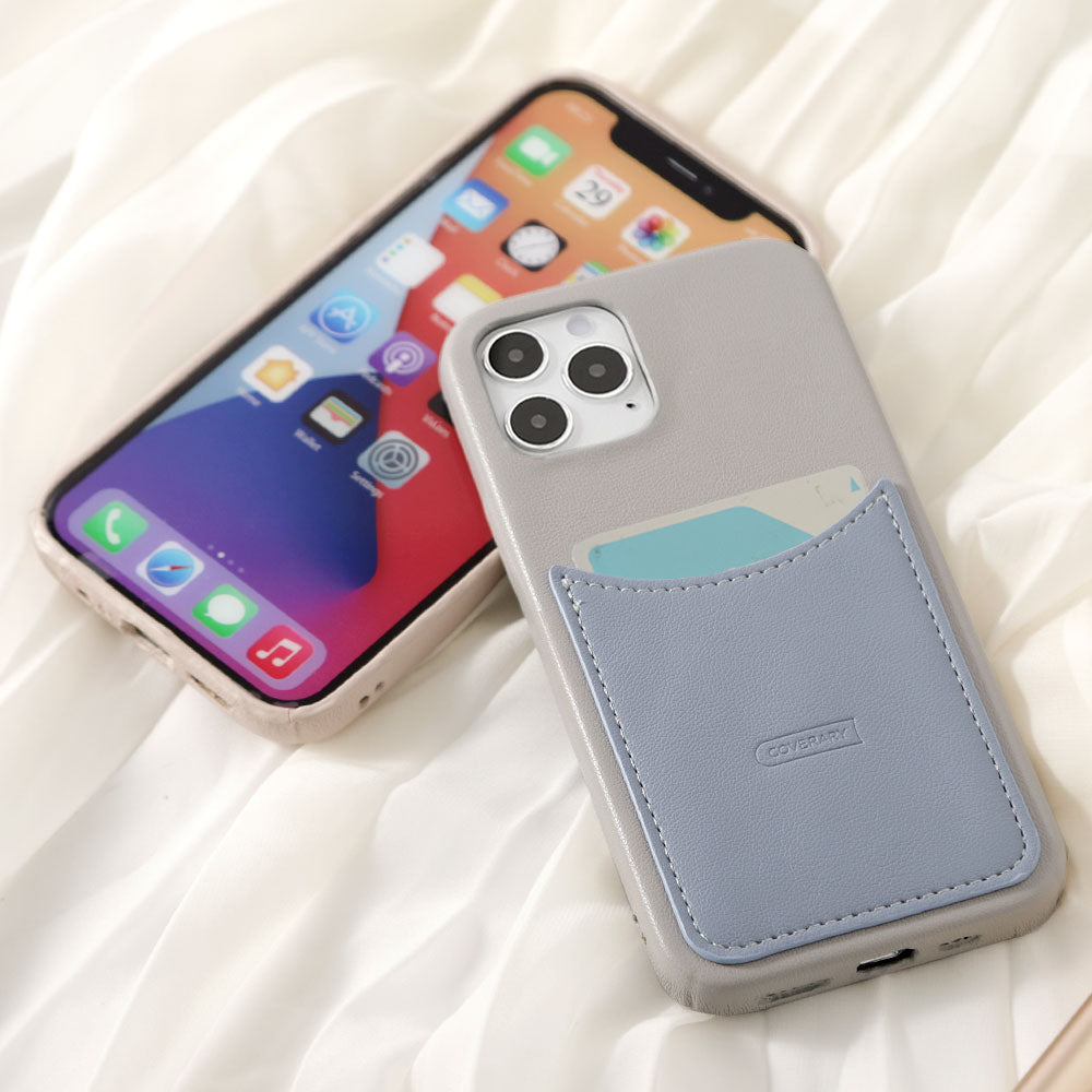 Vegan Leather Bicolor Smiley Pocket Back Case Galaxy Series