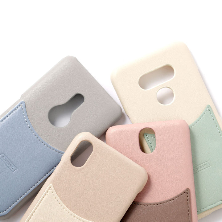 Vegan Leather Bicolor Smiley Pocket Back Case Galaxy Series