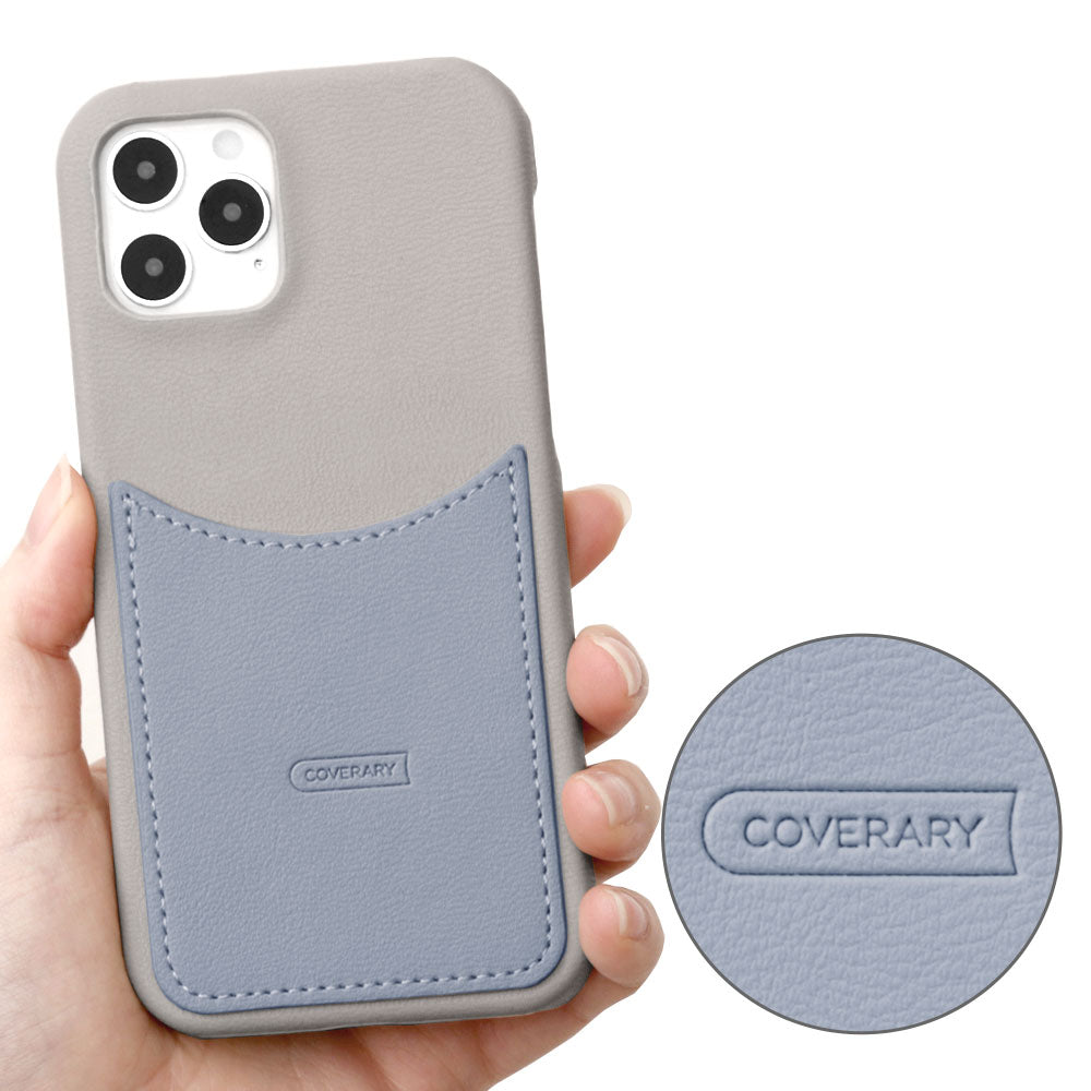 Vegan leather bicolor smiley pocket back case AQUOS series
