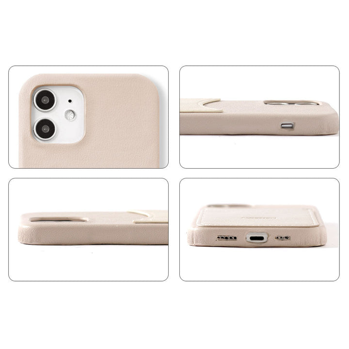 Vegan leather bicolor smiley pocket back case AQUOS series