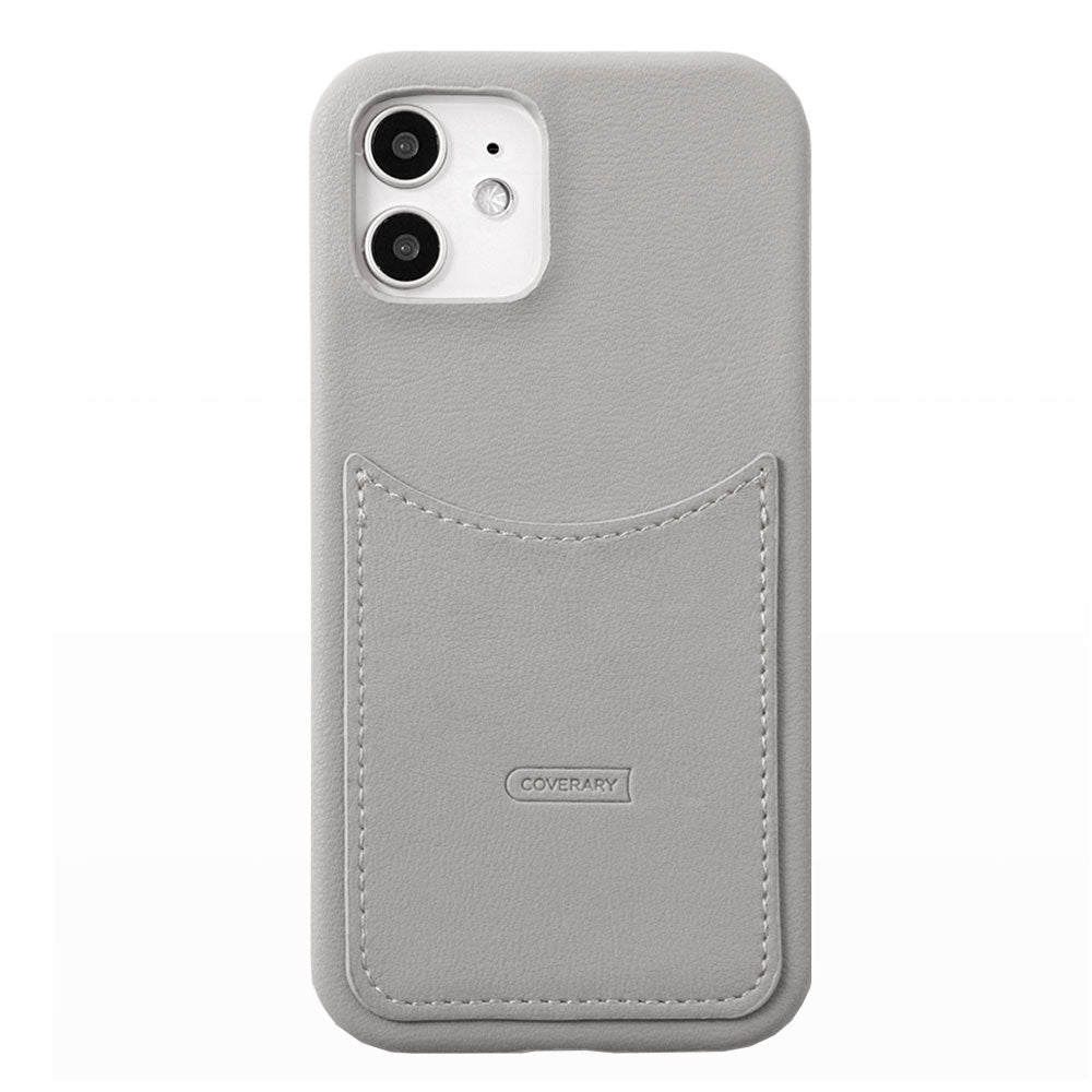 ヴィーガンレザー くすみパステル スマイリーポケット 背面ケース AQUOSシリーズ