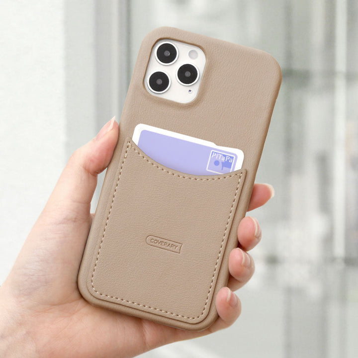 Vegan leather muted pastel smiley pocket back case Xperia series