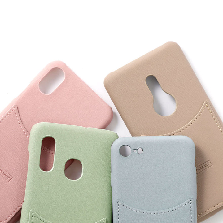 Vegan leather muted pastel smiley pocket back case Xperia series