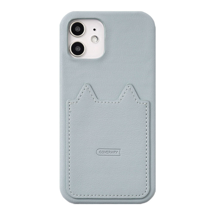 Vegan leather muted pastel cat-shaped pocket back case for Google Pixel series