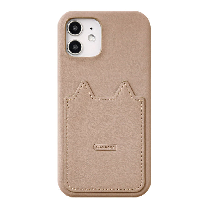 Vegan leather muted pastel cat-shaped pocket back case