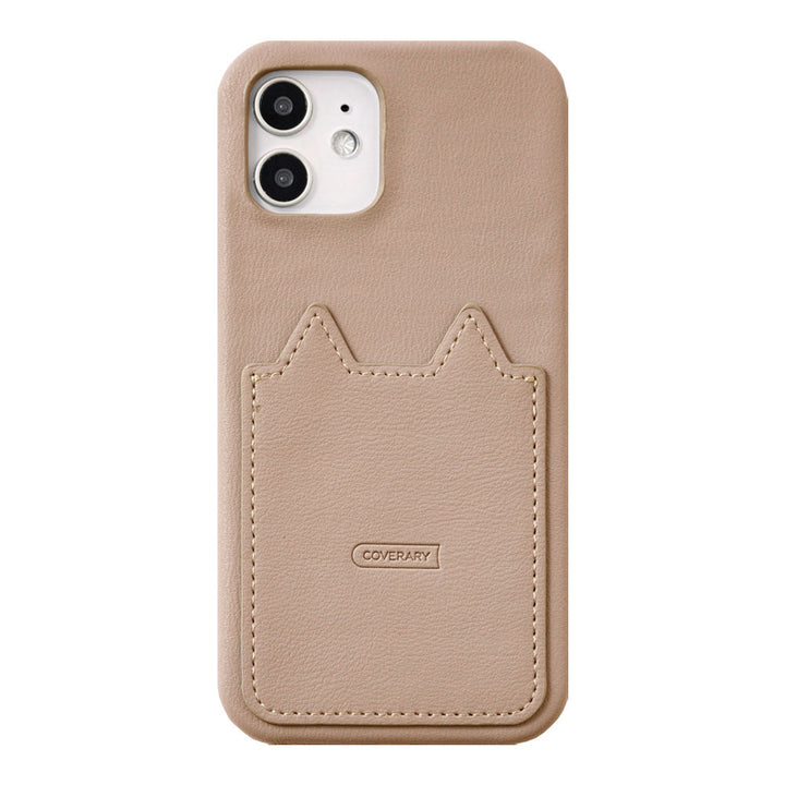 Vegan leather muted pastel cat-shaped pocket back case AQUOS series
