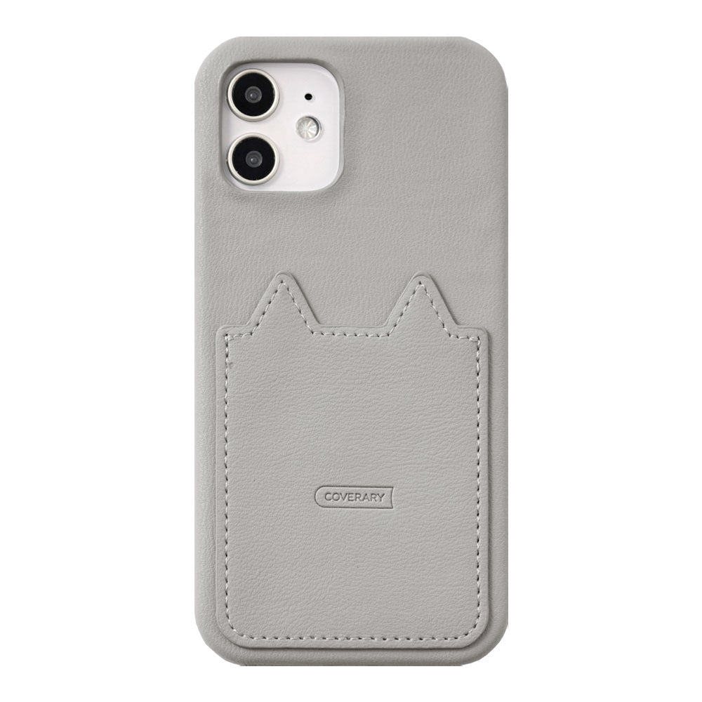 Vegan leather muted pastel cat-shaped pocket back case for Google Pixel series