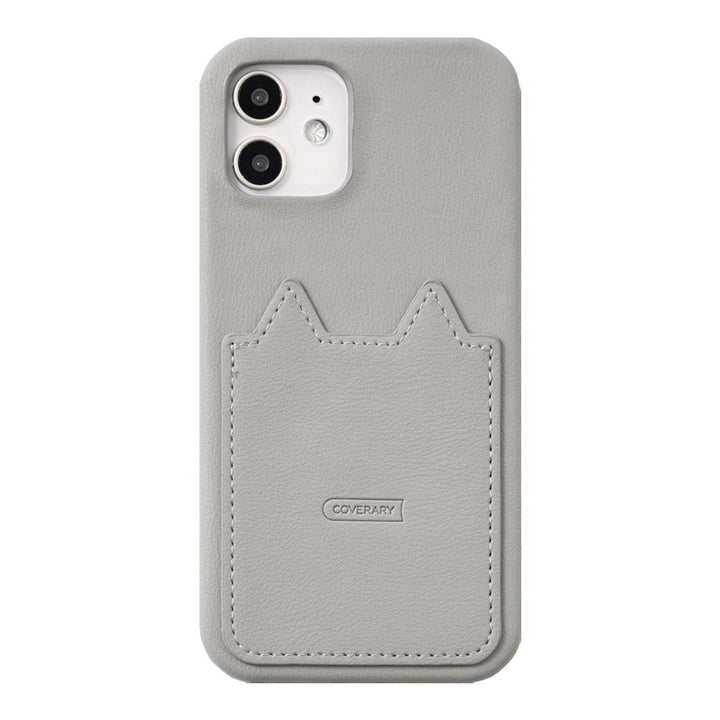 Vegan leather muted pastel cat-shaped pocket back case for Google Pixel series