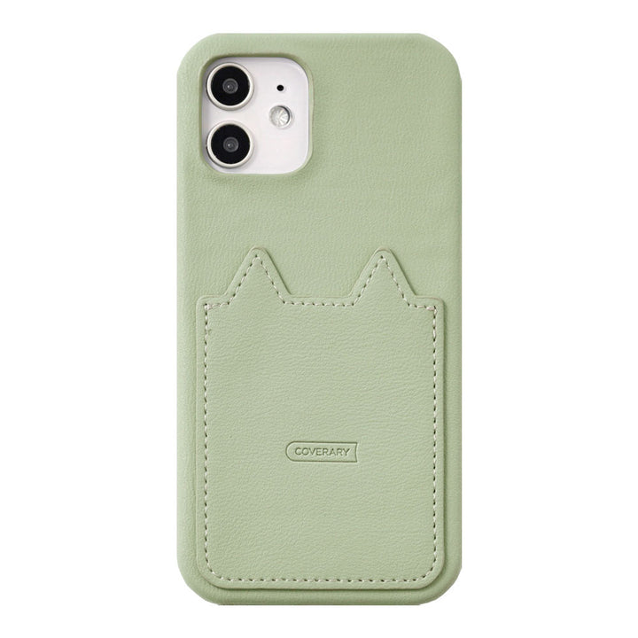 Vegan leather muted pastel cat-shaped pocket back case AQUOS series