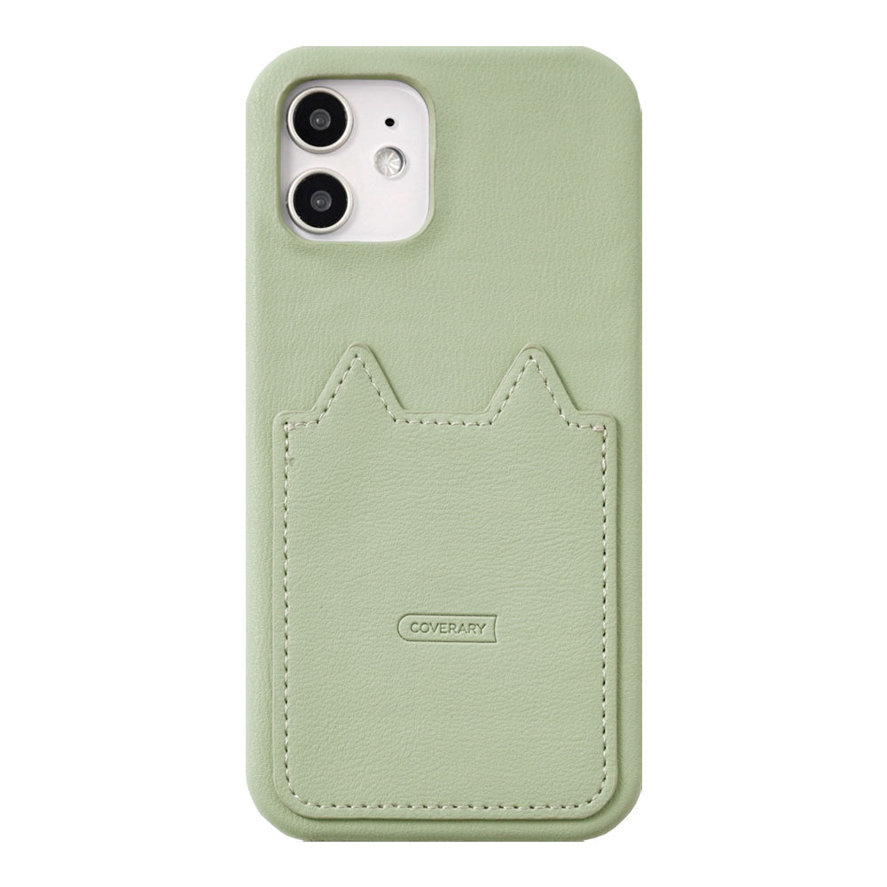 Vegan leather muted pastel cat-shaped pocket back case Xperia series