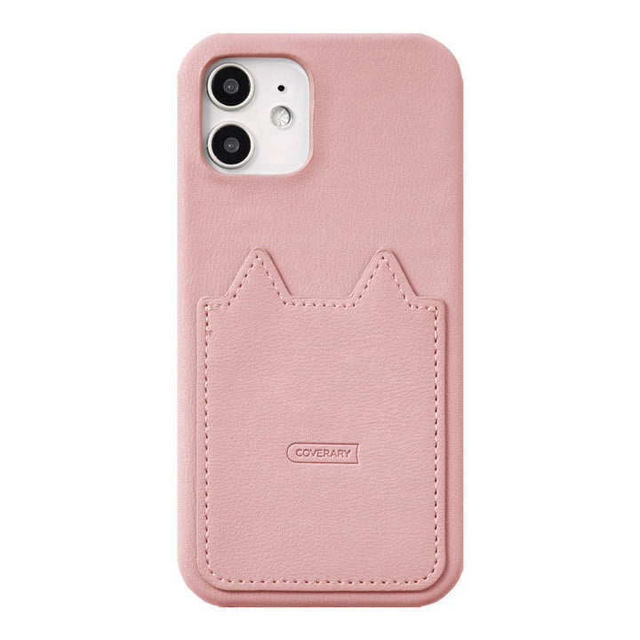 Vegan leather muted pastel cat-shaped pocket back case Xperia series