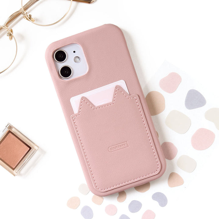 Vegan leather muted pastel cat-shaped pocket back case AQUOS series