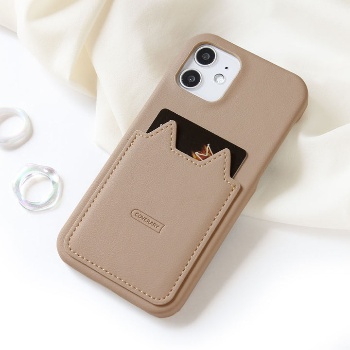 Vegan leather muted pastel cat-shaped pocket back case