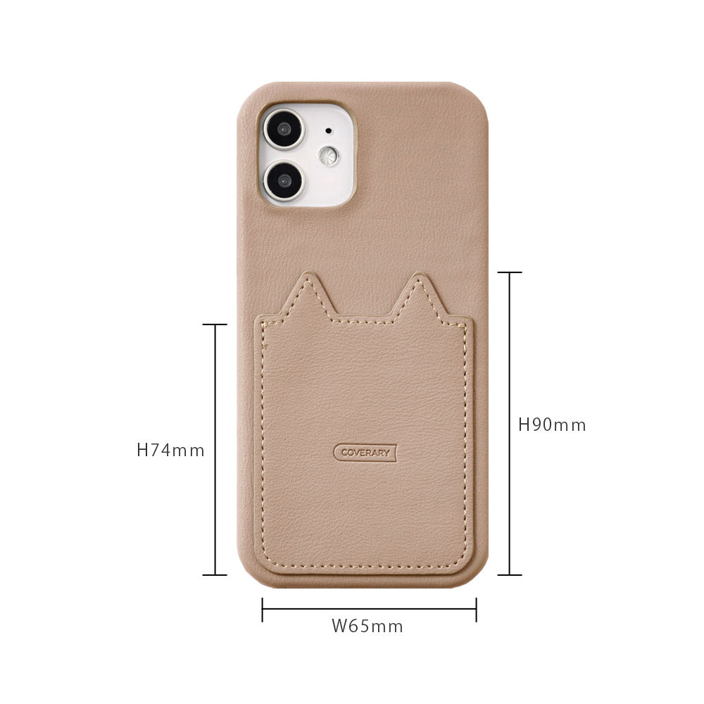 Vegan leather muted pastel cat-shaped pocket back case