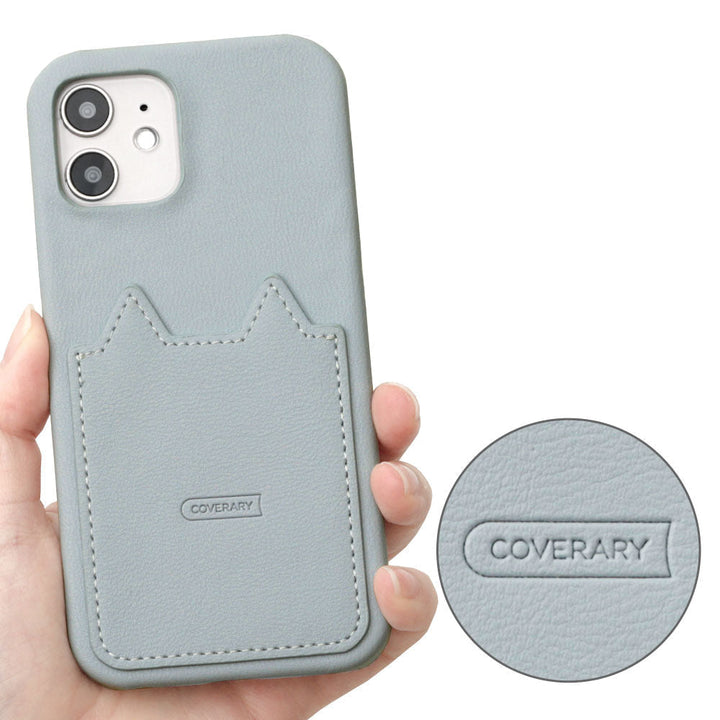 Vegan leather muted pastel cat-shaped pocket back case Xperia series
