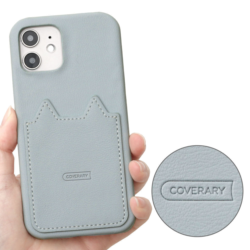 Vegan leather muted pastel cat-shaped pocket back case for Google Pixel series