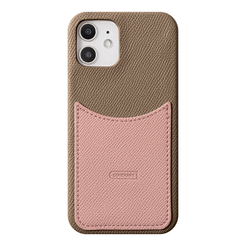 Cuir végan embossé bicolore poche smiley coque arrière série AQUOS