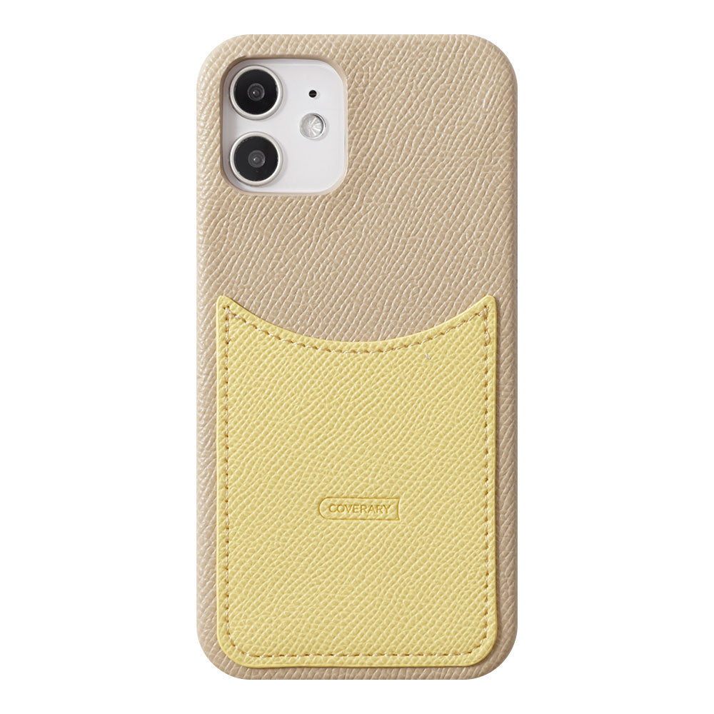 Cuir végan embossé bicolore poche smiley coque arrière série AQUOS