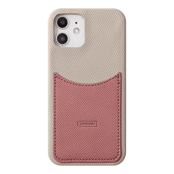 Cuir végan embossé bicolore poche smiley coque arrière série AQUOS